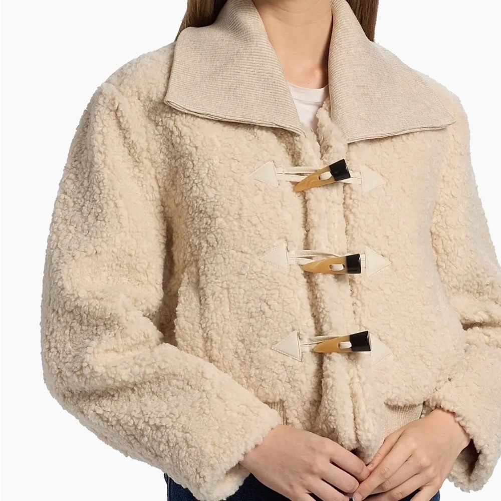DH New York Faux Sherpa Toggle Jacket – Size Small – Cozy Cream Teddy Coat